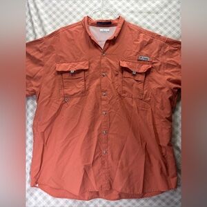 Columbia Bahama Shirt Mens 3XT Salmon PFG Fishing Short Sleeve Button Up Vented